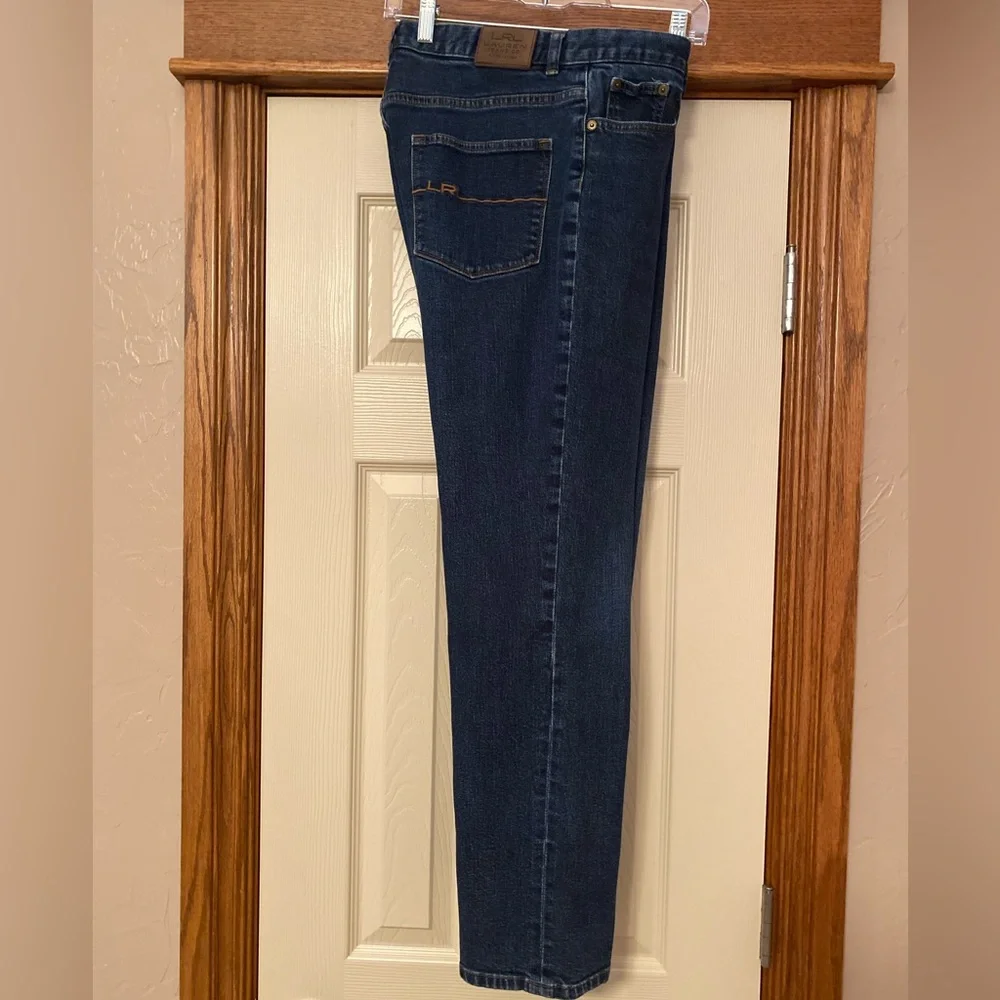 Lauren Ralph Lauren Womens Dark Blue Denim Jeans Sz 12 Straight Leg - Picture 3 of 10